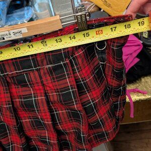 Tripp NYC Red & Black Plaid Mini Skirt With Buckle Details